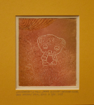 Grafika artystyczna na ścianę, Druk wypukły, kolor, sygnowana 10,0 x 12,0 cm - NIEDŹWIADEK Z CYKLU MAMA DZIECIOM