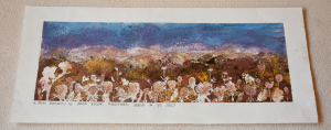Grafika artystyczna na ścianę. Monotypia kolorowa sygnowana 13,0 x 35,0 cm - W PEŁNI  ROZKWITU IV