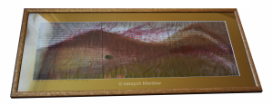 Grafika artystyczna na ścianę. Szablon i monotypia kolorowa sygnowana 24,0 x 70,5 cm - ŁEMKOWSKA BAJKA IV