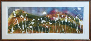 Grafika artystyczna na ścianę. Monotypia kolorowa, sygnowana 25,5 x 70,0 cm - PACHNĄCA ZIOŁAMI III 