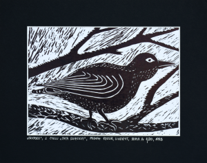 Grafika artystyczna na ścianę, Linoryt czarno-biały sygnowany 15,0 - 21,0 cm - DZIOBEK Z CYKLU TATA DZIECIOM 