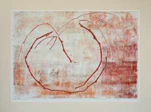 Grafika artystyczna na ścianę, Monotypia, kolor, sygnowana  69,0 x 99,5 cm - W PĘDACH 1