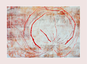 Grafika artystyczna na ścianę, Monotypia, kolor, sygnowana 68,5 x 97,5 cm - W PĘDACH 2