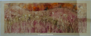 Grafika artystyczna na ścianę. Monotypia kolorowa, sygnowana 25,5 x 70,0 cm - PACHNĄCA ZIOŁAMI I