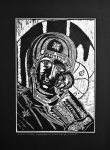 Grafika artystyczna na ścianę, Linoryt czarno-biały sygnowany 29,5 x 20,5 cm - IKONA ŚWIĘTEJ BOGARODZICY