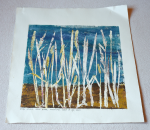 Grafika artystyczna na ścianę. Monotypia kolorowa sygnowana 28,0 x 28,0 cm - KOJĄC ZMYSŁY