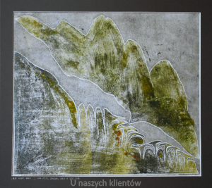 Grafika artystyczna na ścianę. Szablon kolorowy sygnowany 42,0 x 48,0 cm - HORY NASZY, HORY...
