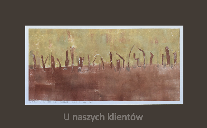 Grafika artystyczna na ścianę, Monotypia kolorowa, praca sygnowana, Po przejściach III, passe-partout brązowe 2 - sprzedany.png