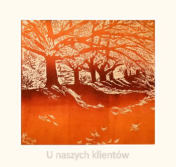 Grafika artystyczna na ścianę, Linoryt czarno-biały sygnowany 29,5 x 32,0 cm - Jesień, passe-partout ecru - sprzedane.png