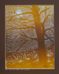 Grafika artystyczna na ścianę, Linoryt kolorowy sygnowany 26,5 x 34,5 cm - ŚWIT