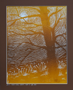 Grafika artystyczna na ścianę, Linoryt kolorowy sygnowany 26,5 x 34,5 cm - ŚWIT