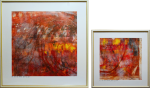 Grafika artystyczna na ścianę, Monotypia, kolor, sygnowana 58,0 x 58,0 cm oraz 38,0 x 38,0 cm - ŻAR