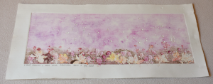 Grafika artystyczna na ścianę. Monotypia kolorowa sygnowana 18,5 x 50,0 cm - W PEŁNI  ROZKWITU I