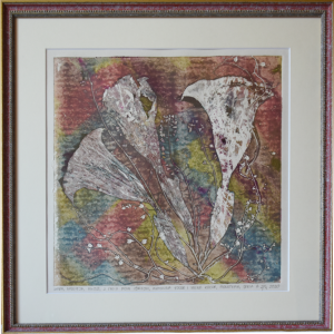 Grafika artystyczna na ścianę. Monotypia kolorowa sygnowana 33,0 x 33,0 cm - WIARA, NADZIEJA, MIŁOŚĆ Z CYLKU MOIM CÓRKOM