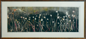 Grafika artystyczna na ścianę. Monotypia kolorowa, sygnowana 25,5 x 70,0 cm - PACHNĄCA ZIOŁAMI II