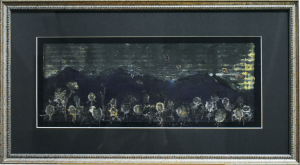 Grafika artystyczna na ścianę. Monotypia kolorowa sygnowana 13,0 x 35,0 cm - W PEŁNI  ROZKWITU V