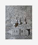 Grafika artystyczna na ścianę, Linoryt czarno-biały sygnowany 29,5 x 23,5 cm - BLECHNARKA. CERKIEW P.W. ŚŚ. KOSMY I DAMIANA