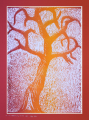 Grafika artystyczna na ścianę, Linoryt kolorowy sygnowany 49,5 x 34,5 cm - Zamieć, passe-partout czerwone.png