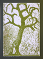 Grafika artystyczna na ścianę, Linoryt kolorowy sygnowany 49,5 x 34,5 cm - Zamieć, passe-partout zielone.png