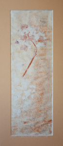 Grafika artystyczna na ścianę, Monotypia, kolor, sygnowana 18,0 x 54,0 cm - MOTYW II Z CYKLU HORTENSJE