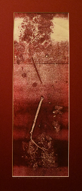 Grafika artystyczna na ścianę, Monotypia sygnowana - Motyw III_1, passe-partout bordowe.png