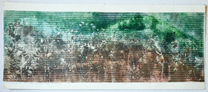 Grafika artystyczna na ścianę. Monotypia kolorowa sygnowana 25,5 x 69,5 cm - PACHNĄCA ZIOŁAMI VII