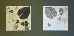 Grafika artystyczna na ścianę, Monotypia, kolor, sygnowana 20,5 x 20,5 cm - MOTYW ROŚLINNY I
