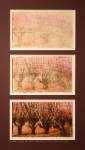 Grafika artystyczna na ścianę, Monotypia, kolor, sygnowana 24,0 x 42,0 cm - tryptyk WIERZBY BIAŁE I