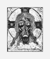 Grafika artystyczna na ścianę, Linoryt czarno-biały sygnowany 29,5 x 24,0 cm - Ikona Jezus Chrystus - całun, passe-partout białe.png