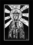 Grafika artystyczna na ścianę, Linoryt czarno-biały sygnowany 30,0 x 21,0 cm - IKONA ŚW. PARASKIEWA