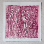 Grafika artystyczna na ścianę, Monotypia, kolor, sygnowana 25,5 x 26 cm - WRZOSOWE WARIACJE I