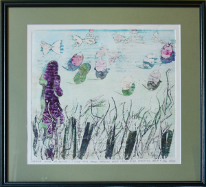 Grafika artystyczna na ścianę. Monotypia kolorowa sygnowana 33,0 x 33,0 cm - MARZENIA ULOTNE JAK MOTYLE I Z CYKLU MOIM CÓRKOM