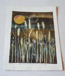 Grafika artystyczna na ścianę. Monotypia kolorowa sygnowana 29,0 x 20,5 cm - KŁOSOWISKO I