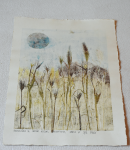 Grafika artystyczna na ścianę. Monotypia kolorowa sygnowana 29,0 x 20,5 cm - KŁOSOWISKO V