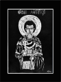 Grafika artystyczna na ścianę, Linoryt czarno-biały sygnowany 30,5 x 21,0 cm - Ikona Św. Dymitr, passe-partout czarne.png