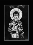 Grafika artystyczna na ścianę, Linoryt czarno-biały sygnowany 30,0 x 21,0 cm - IKONA ŚW. DYMITR